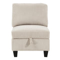 Modern Living Room Furniture Beige Armless Chair With Storage Corduroy Fabric Upholstery 1Pc Modular Armless Chair Beige Primary Living Space Contemporary,Modern Solid Wood
