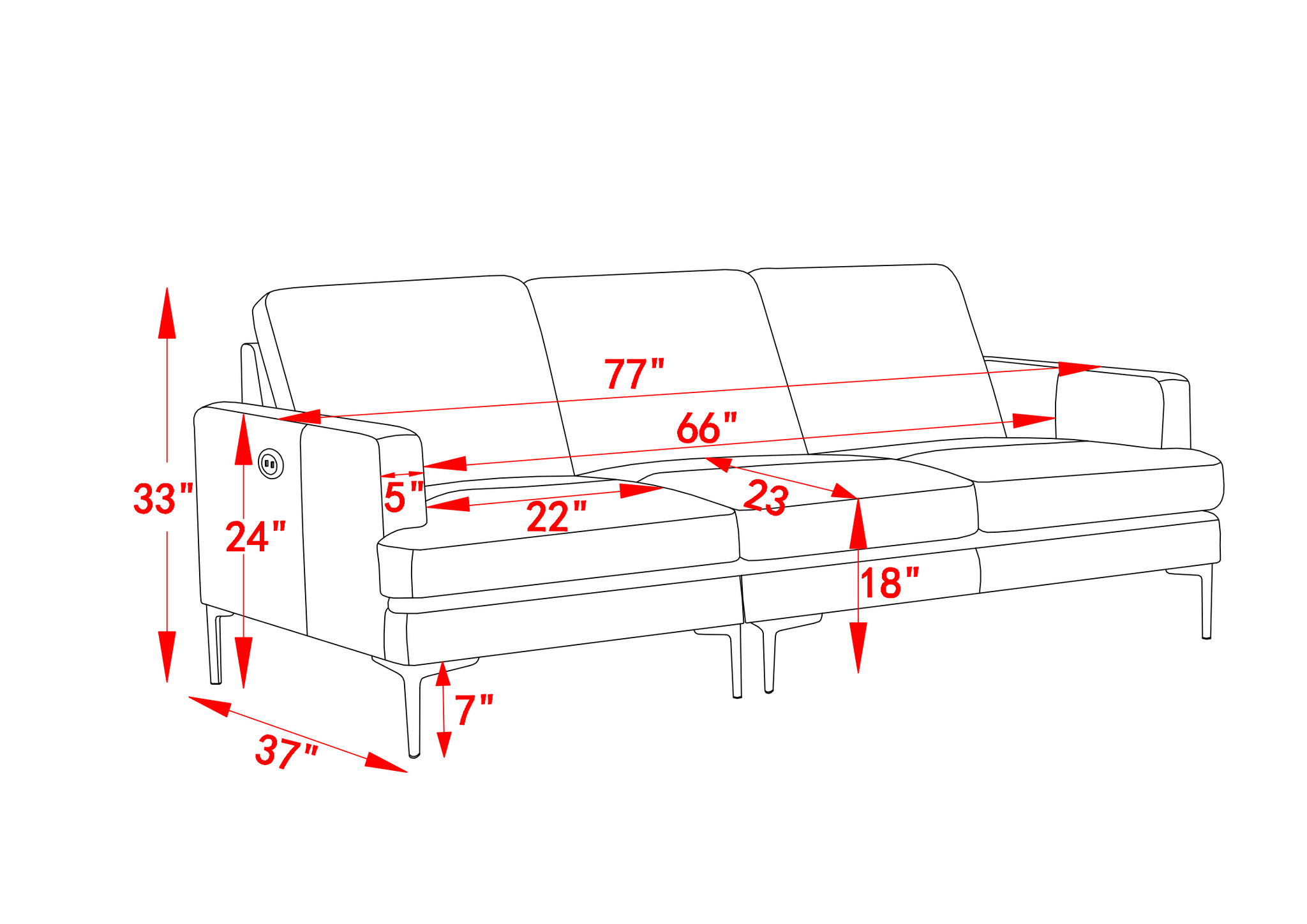 77" Light Gray Luxury Genuine Leather Match Contemporary Sofa With Usb Charger,3 Seats Comfy Coach For Living Room Home Office Light Gray Wood Primary Living Space American Design Foam Genuine Leather 3 Seat