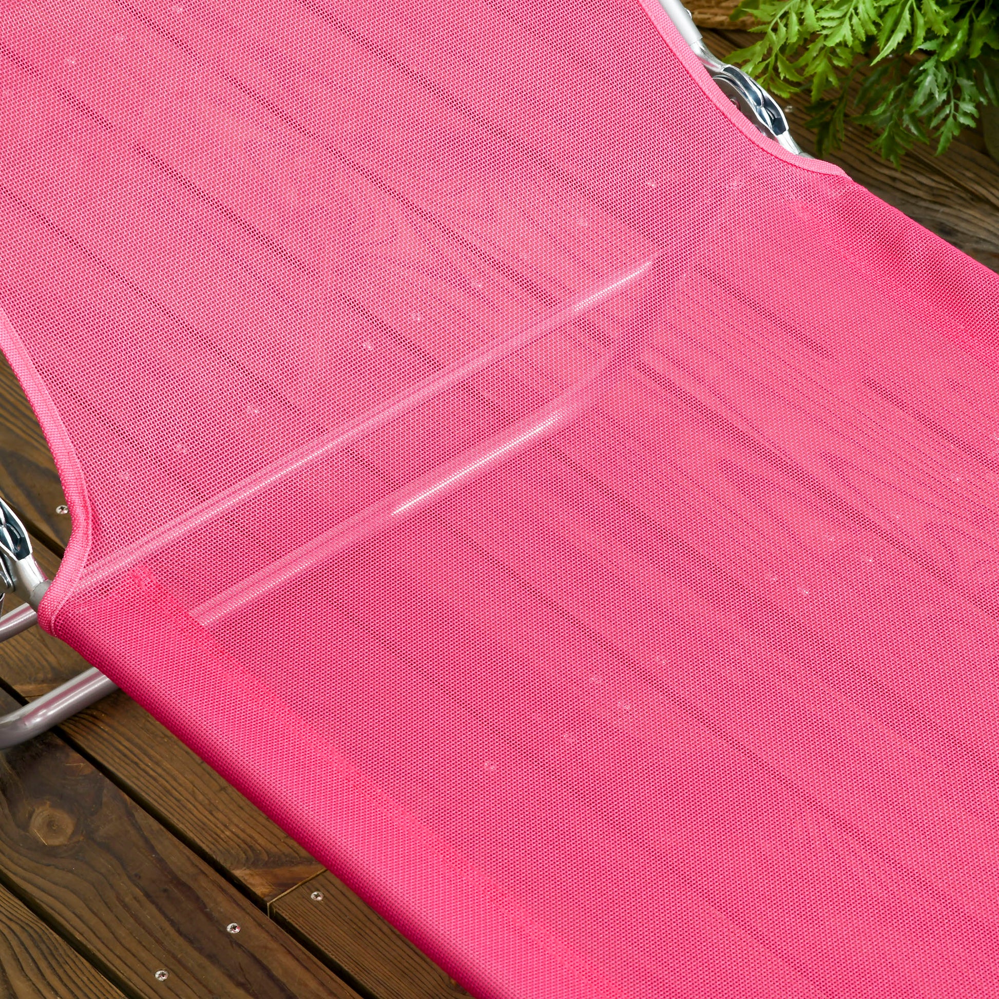 Outsunny 2 Piece Folding Chaise Lounge Chairs, Pool Sun Tanning Chairs, Outdoor Lounge Chairs With 6 Position Reclining Back,Mesh Seat, Headrest For Beach, Yard, Patio, Pink Pink Steel