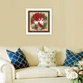 Cardinal Wreath White Framed Wall Art For Living Room, Bedroom Wall Art Print For Home Decor By Linda Spivey Multicolor Wood Paper