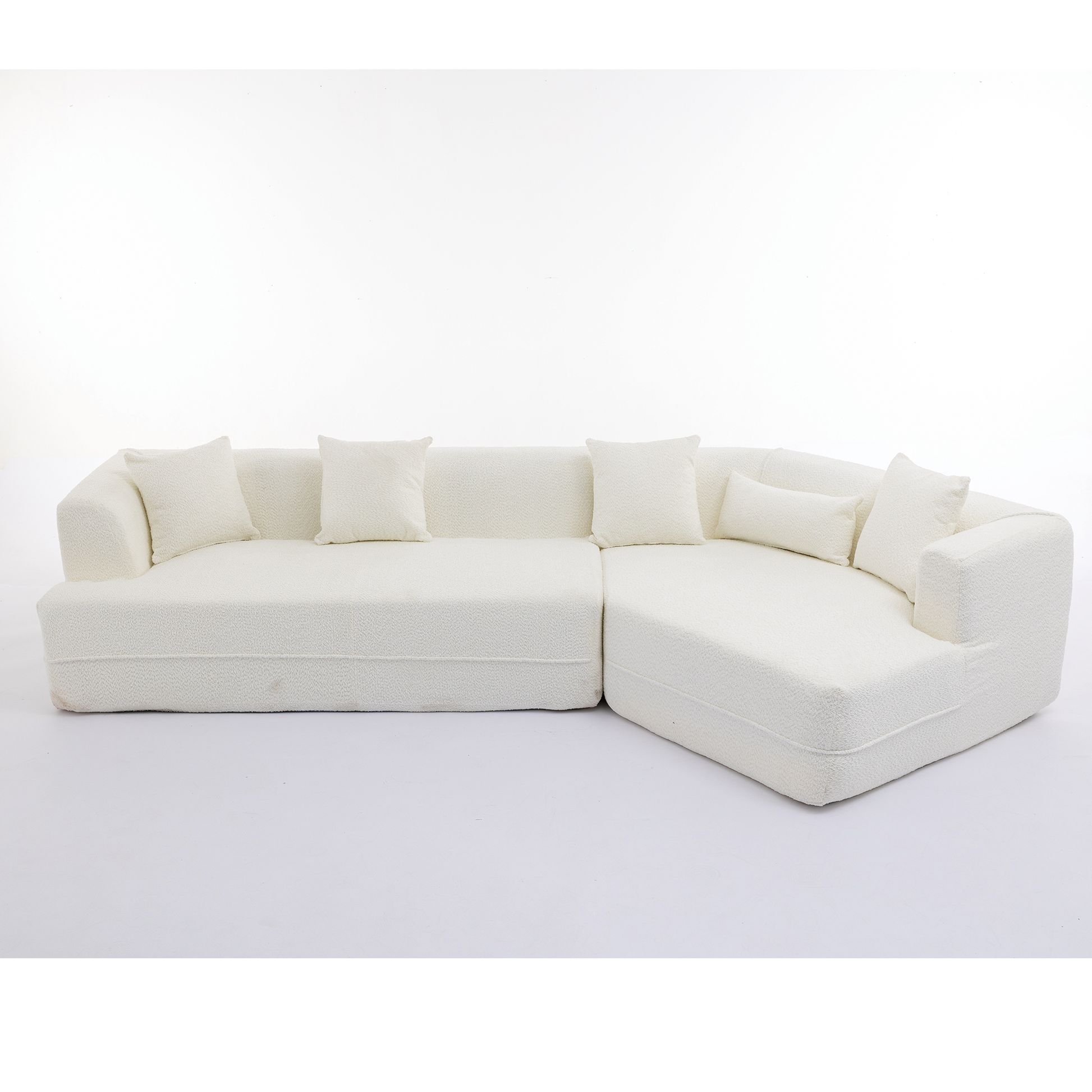 And Upgraded Extended Edition Modular Sofamodern Minimalist Style Sofa, Upholsteredfree Combination, Round Fiber Fabric, Anti Wrinkle Fabric,Dimension Exten, Creamy White Creamy White Polyester Primary Living Space Medium Soft Tight Back Modern Flared