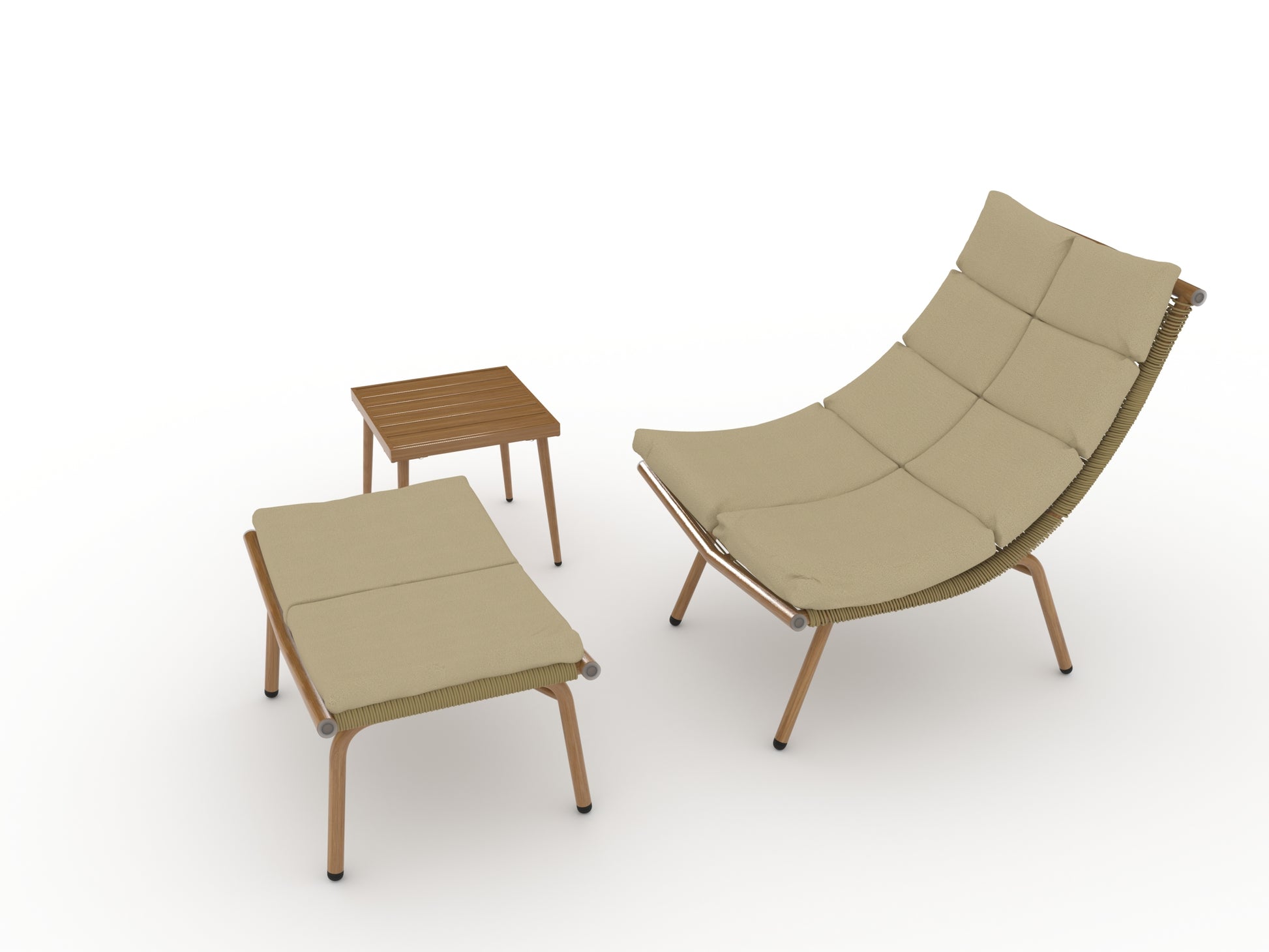 Chaise Lounge Chair With Table For Outdoor Indoor Wood Color Alloy Frame 380Lbs Capacity With Cushion Recliner For Camping Gaming Lunch Break Garden Party Sunbathing Gold Brown Rattan Metal