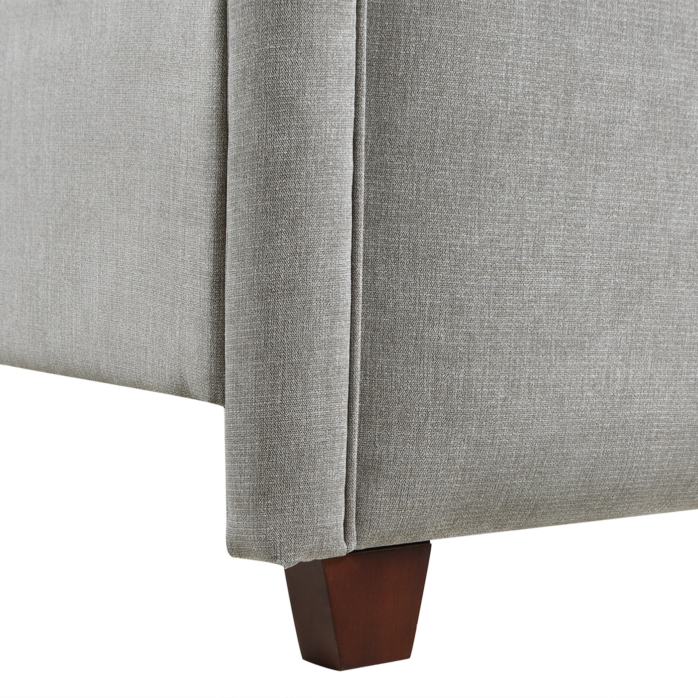 Carmen King Upholstered Wingback Panel Bed Frame, Silver Grey Polyester Box Spring Required King Silver Grey Wood Foam Polyester Polyester