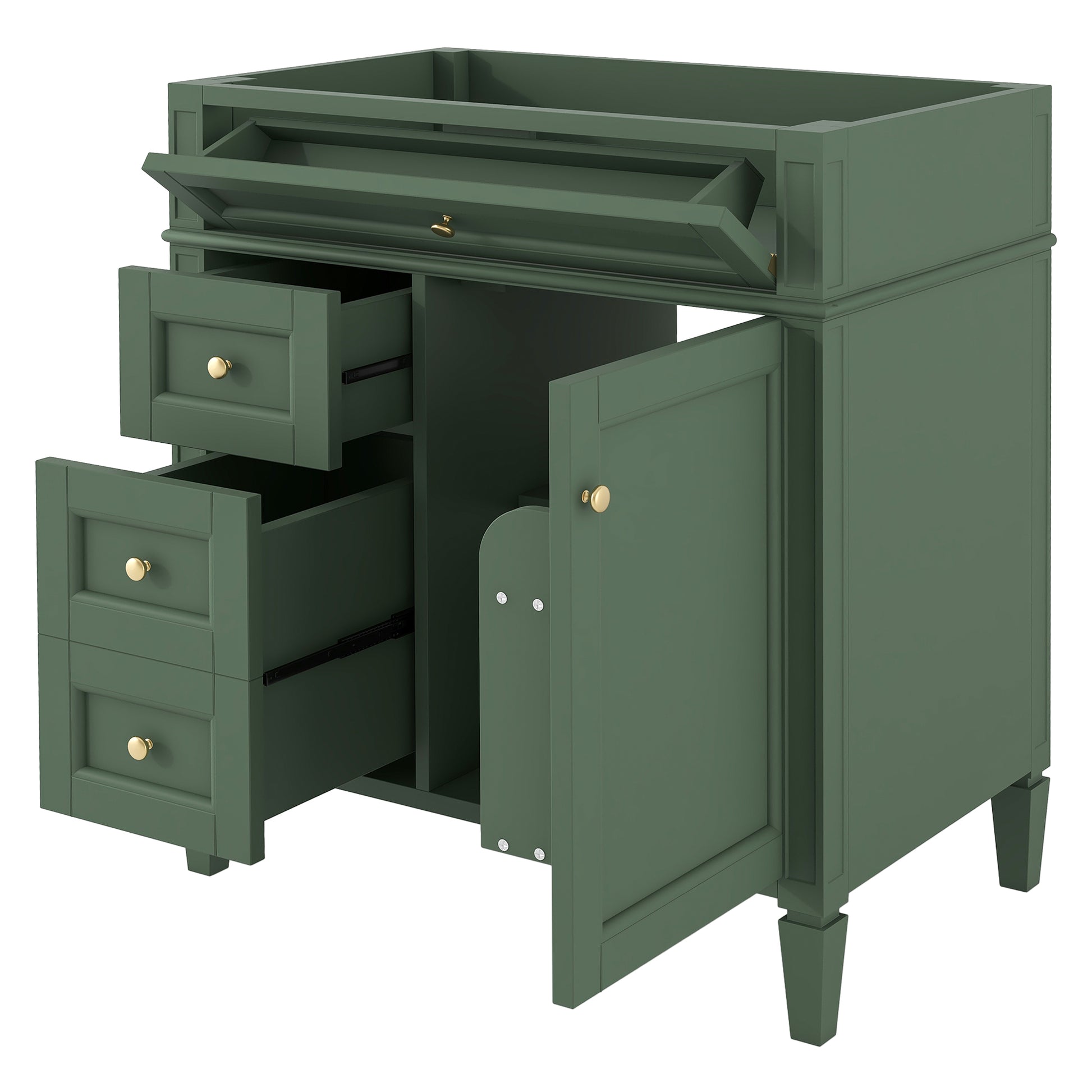 30'' Bathroom Vanity Without Top Sink, Modern Bathroom Storage Cabinet With 2 Drawers And A Tip Out Drawer Not Include Basin Green Bathroom Solid Wood Mdf
