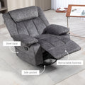 Homcom Swivel Rocker Recliner Chair For Living Room, Fabric Reclining Chair For Nursery, Rocking Chair With Footrest, Side Pockets, Charcoal Gray Charcoal Grey Polyester
