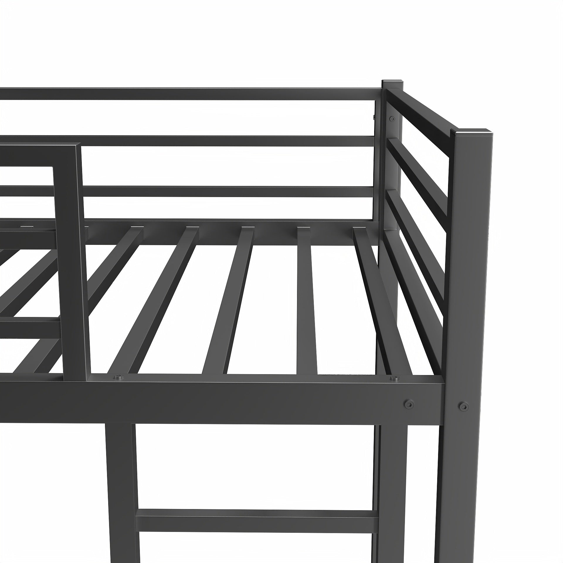 Metal Twin Over Full Bunk Bed Heavy Duty Sturdy Metal Noise Reduced Safety Guardrail No Box Spring Needed,Black Twin Black Metal Metal