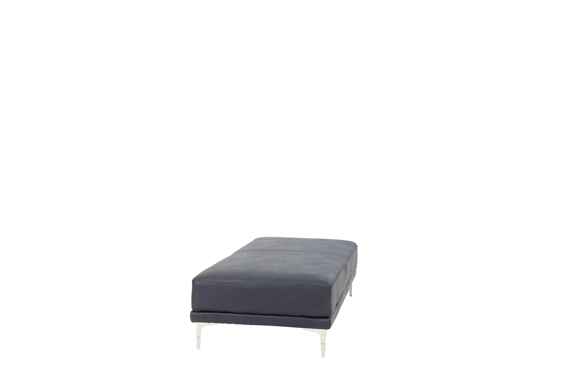 Modern Ink Blue Large Ottoman Metal Legs 1Pc Cocktail Ottoman Living Room Blue Faux Leather Primary Living Space Blue Contemporary,Modern Rectangle Bonded Leather
