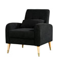 Mid Century Modern Accent Chair, Upholstered Armchair Living Room Chair, Comfy Single Sofa Chair With Sturdy Legs, Polyester Fabric Chair For Living Room Bedroom Black Primary Living Space Foam Fabric