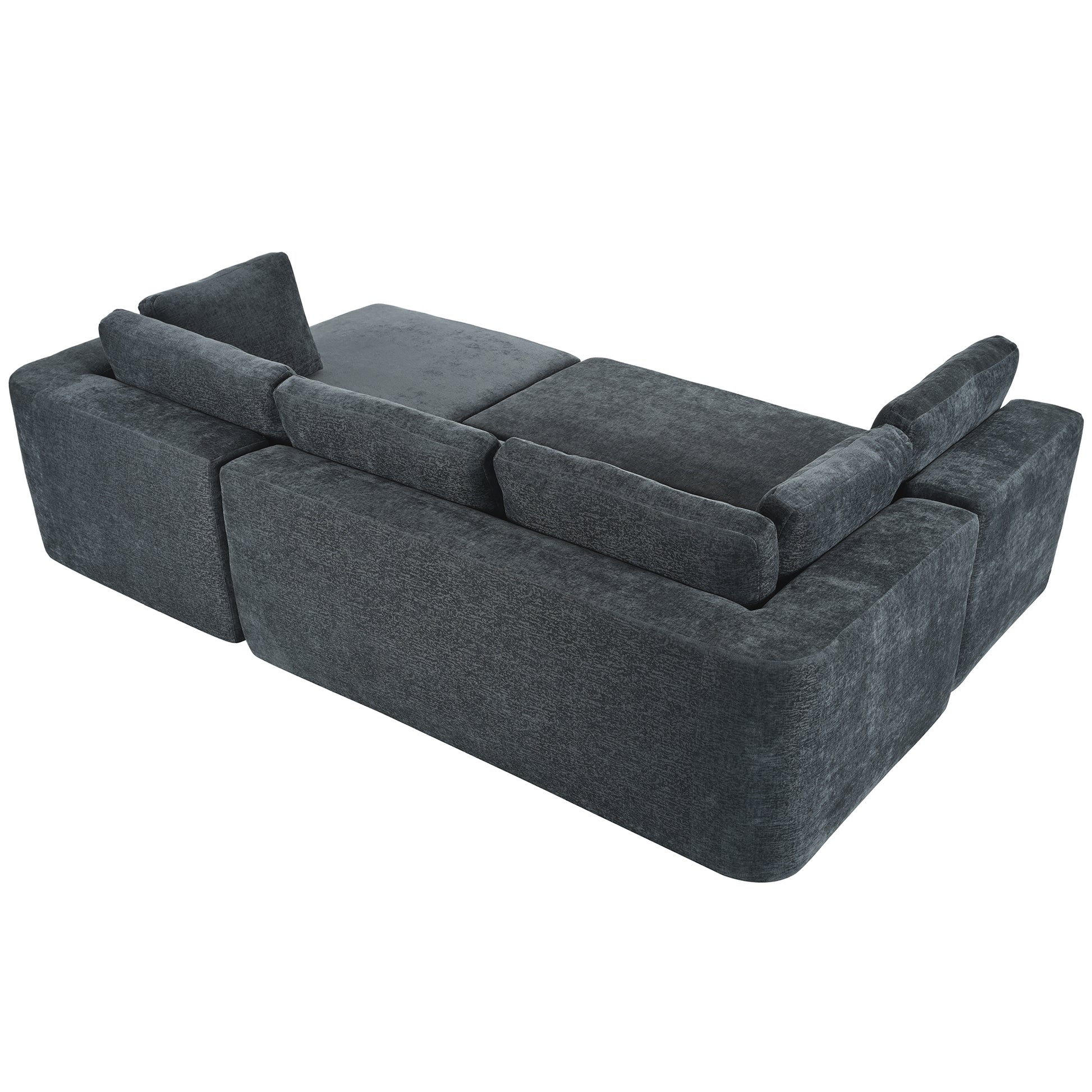 Modern Large Modular Sectional Sofa For Living Room, Bedroom, Salon, 3 Piece Free Combination Gray Polyester 3 Seat