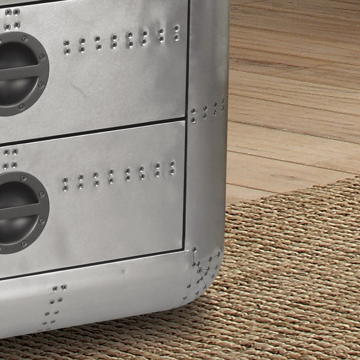 Aluminum 2 Drawer End Table Silver Primary Living Space Drawers Rectangular Wood Metal