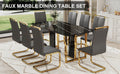 Table And Chair Set. Modern Dining Table With Mdf Top And Beautiful Mdf Legs. Equipped With Comfortable Pu Chairs And Metal Legs. Suitable For A Wide Range Of Decorative Styles. Black,Gray Seats 8 Mdf