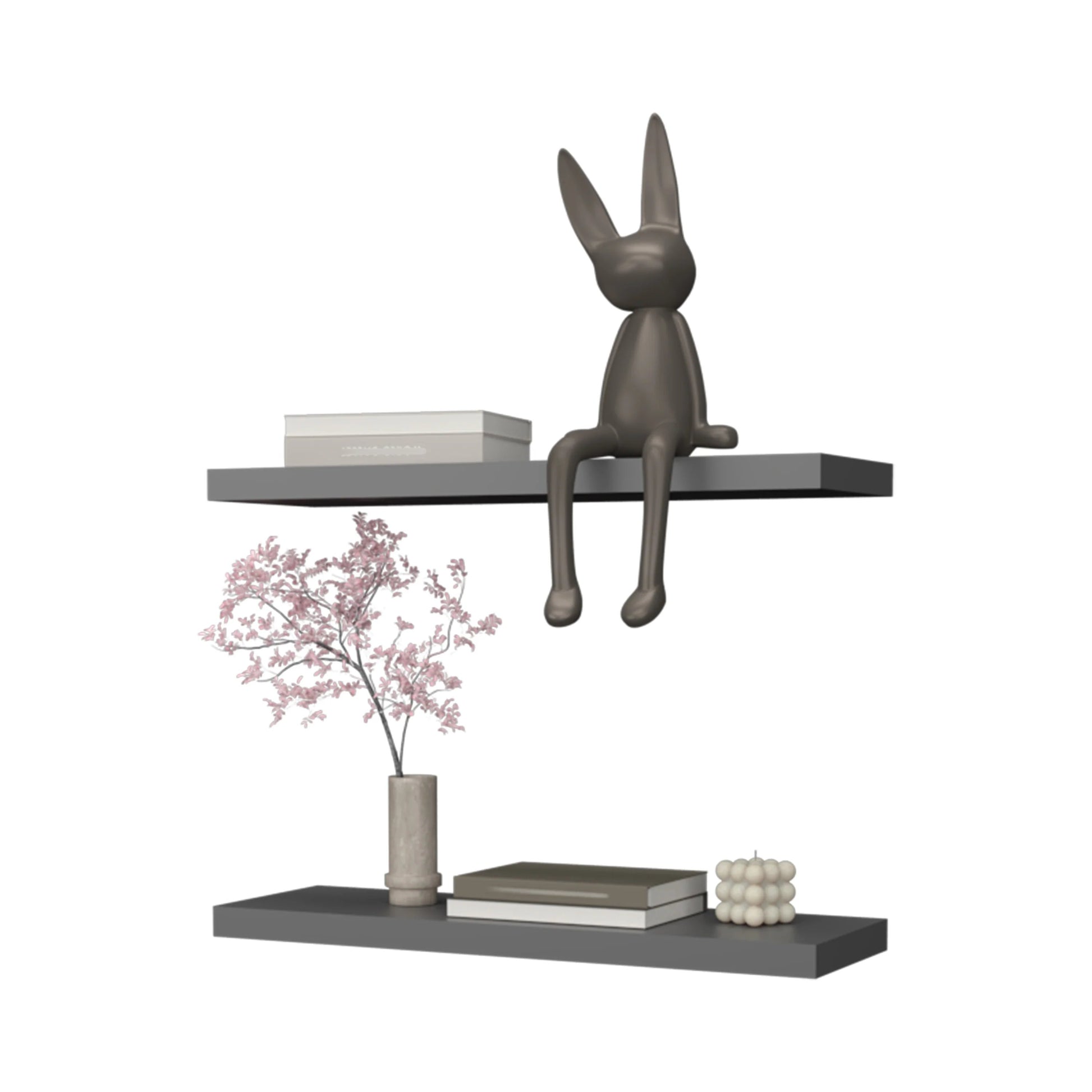 Matt Grey Floating Shelf 2 Or Less Grey Floating Horizontal Primary Living Space Wood Wall Mounted Particle Board
