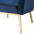 Midnight Blue And Gold Tufted Accent Chair Blue Gold Primary Living Space Wood Fabric