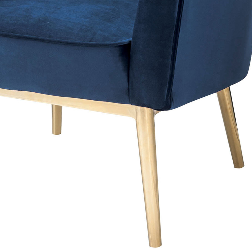 Midnight Blue And Gold Tufted Accent Chair Blue Gold Primary Living Space Wood Fabric