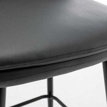 Counter Height Swivel Bar Stools Set Of 2, 360 Swivel Upholstered Barstools With Back And Metal Legs, 25.6" Seat Height,Counter Stools For Kitchen Island And Pub,Faux Leather,Grey Dark Grey Set Of 2 Pu Leather