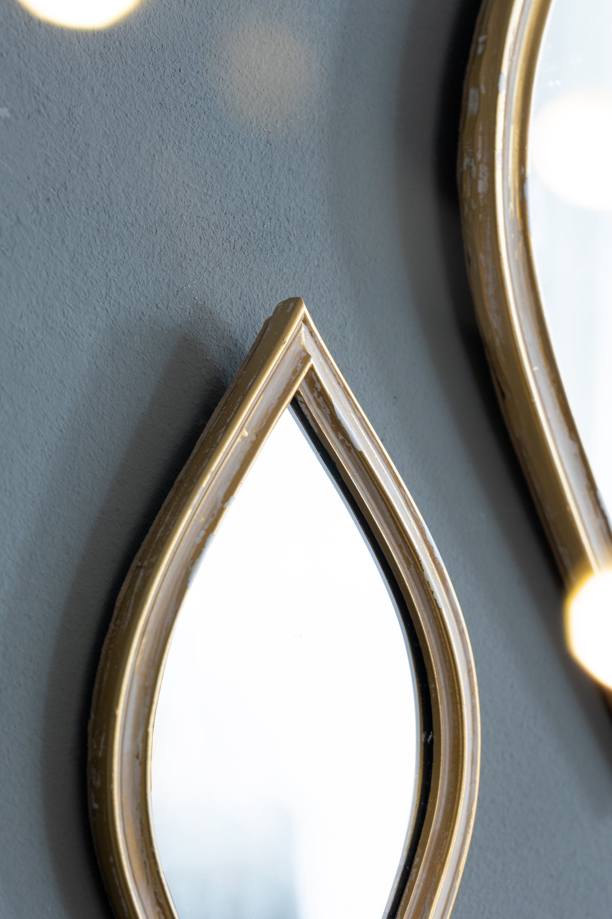 Small Decorative Mirror For Wall Decor, 4.5X9.5" Antique Gold Polyresin