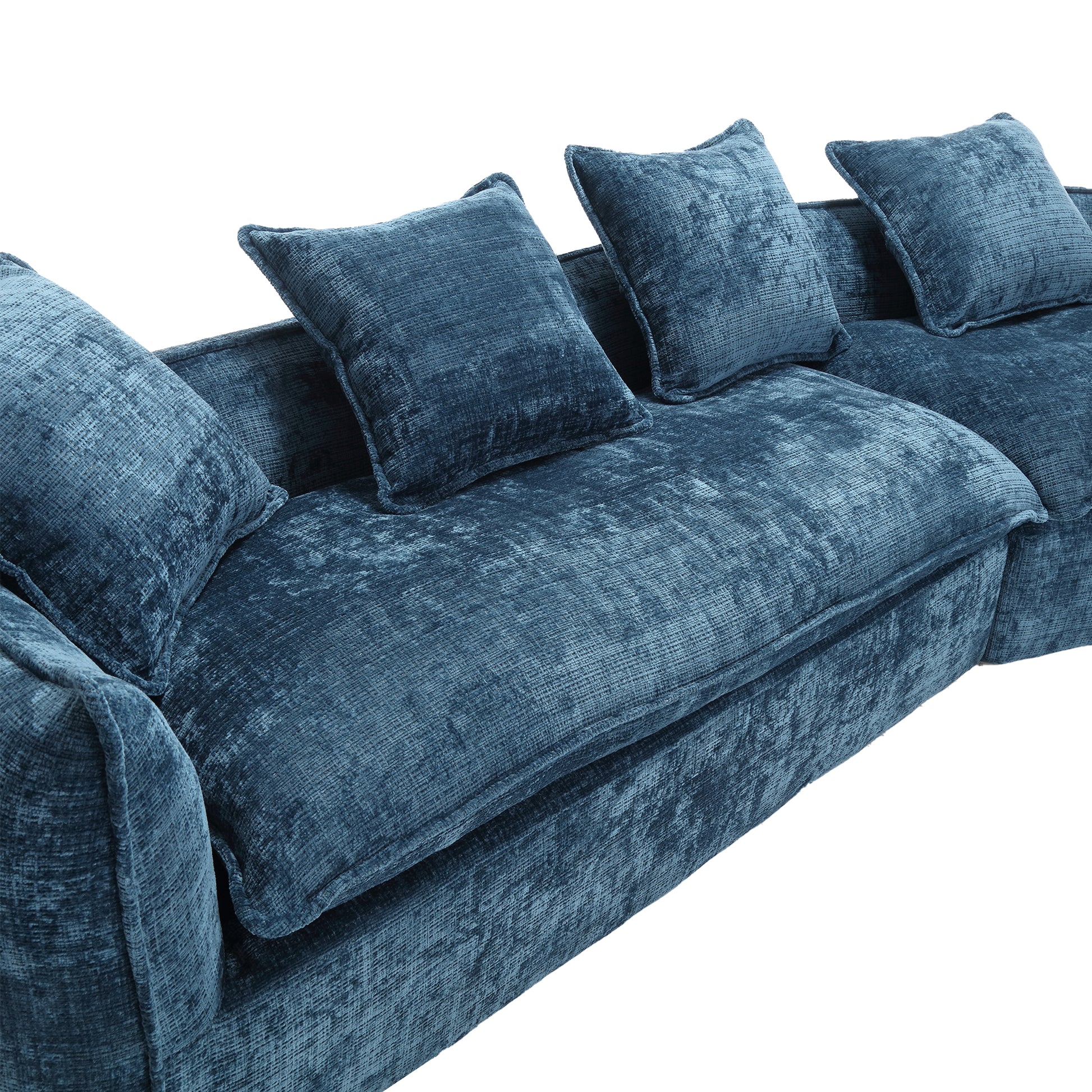 Modular Sectional Sofa, U Shaped Couch With Sofa For Five & Pillows, Modern Minimalist Chenille Fabric Large Comfy Cloud Sofas, Living Room Furniture Sets Navy Chenille 5 Seat