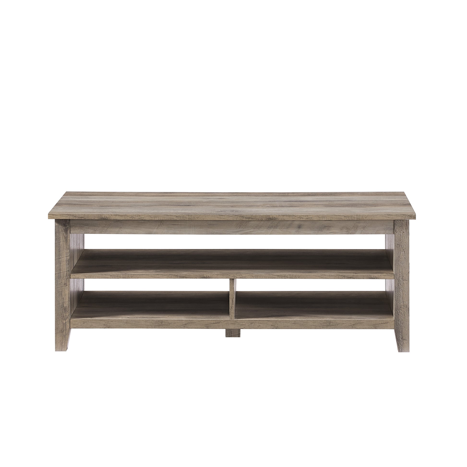 Coastal Grooved Panel Coffee Table With Lower Shelf Grey Wash Gray Wash Mdf Mdf