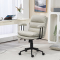 Homcom Pu Leather Office Chair, Office Desk Chair, Task Computer Chair With Swivel Wheels, Adjustable Height, Double Tier Padded, Light Gray Light Gray Faux Leather