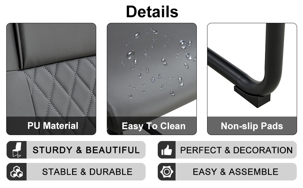 1 Table And 8 Chairs Set.A Rectangular Dining Table With A 0.39 Inch Imitation Marble Tabletop And Black Metal Legs.Paired With 8 Chairs With Pu Leather Seat Cushion And Black Metal Legs.F 1538,C 001 Black Glass Metal