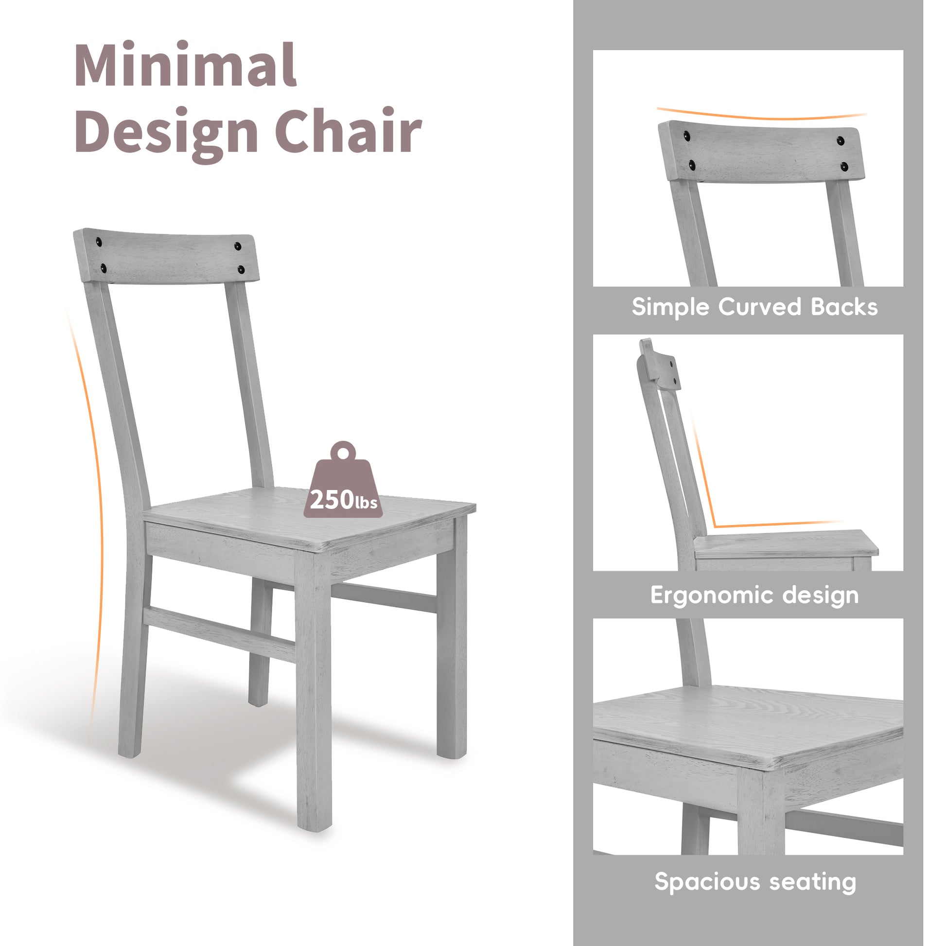 5 Piece Rustic Round Pedestal Extendable Dining Table Set With 15.7" Removable Leaf And Simple Dining Chirs For Small Places, Gray Gray Wood Dining Room Extendable Rubberwood Oval Dining Table With Chair Wood Wood Gray Seats 4 Removable Leaf Farmhouse