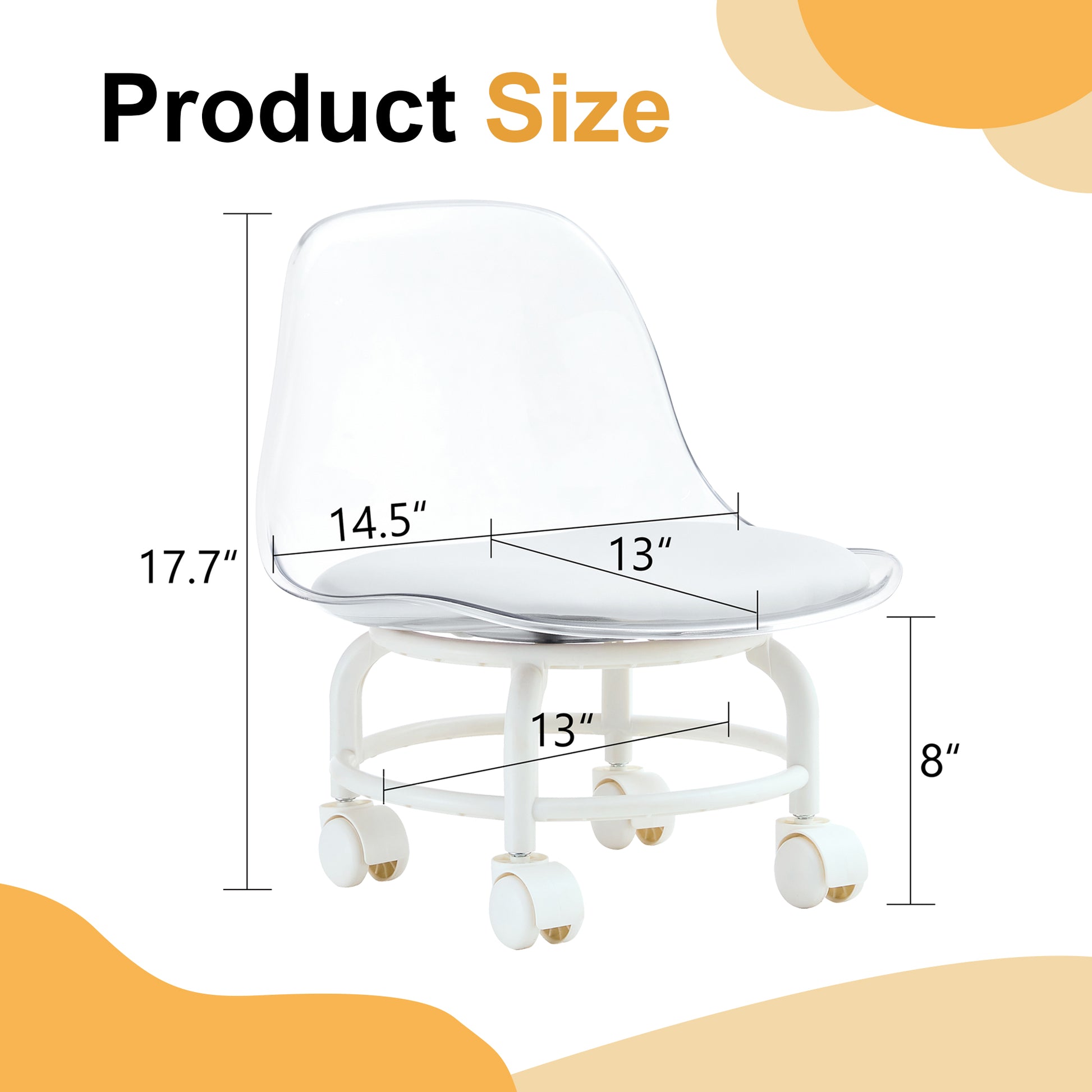 The Small And Cute White Chair With Silky Pulleys Can Move Freely, Which Is Suitable For Use In Various Scenes, And Is A Good Choice For Fashion Style. White Pet