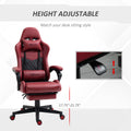 Vinsetto Racing Gaming Chair Diamond Pu Leather Office Gamer Chair High Back Swivel Recliner With Footrest, Lumbar Support, Adjustable Height, Red Red Pu