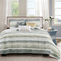 6 Piece Printed Quilt Set With Throw Pillows Yellow Full Queen Full Yellow Cotton