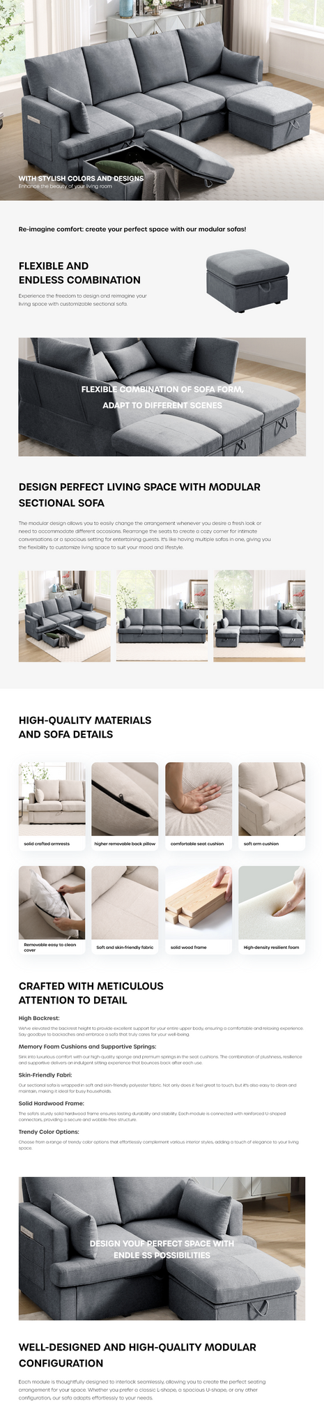 Modern L Shape Modular Sofa, 5 Seat Chenile Sectional Couch Set With 2 Pilows Lncluded, Freely Combinableindoor Funiture For Living Room,Apartment, Office, 3 Colors Light Gray Chenille Metal Primary Living Space Medium Soft Loose Back Modern Poplar Foam