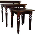 3 Piece Wooden Nesting Table Set, Dark Cherry Finish Cherry Wood