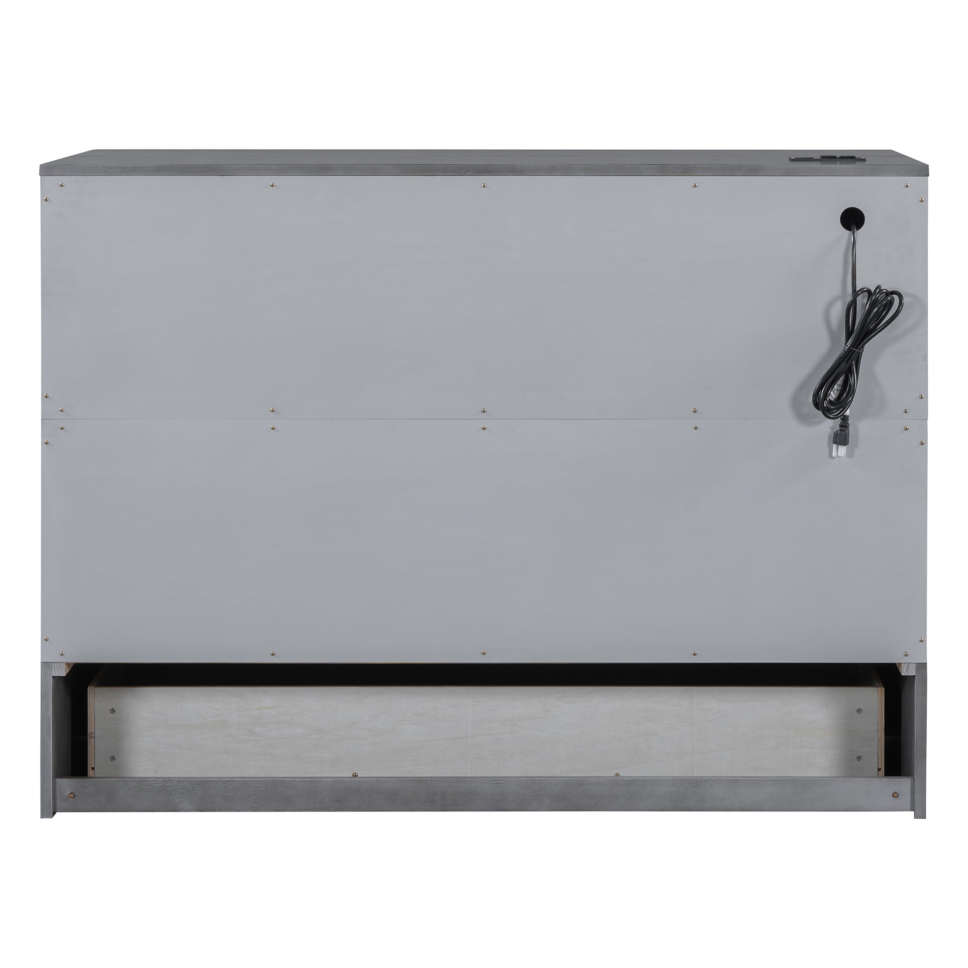 Full Size Murphy Bed With Large Drawers,Gray Full Gray Plywood