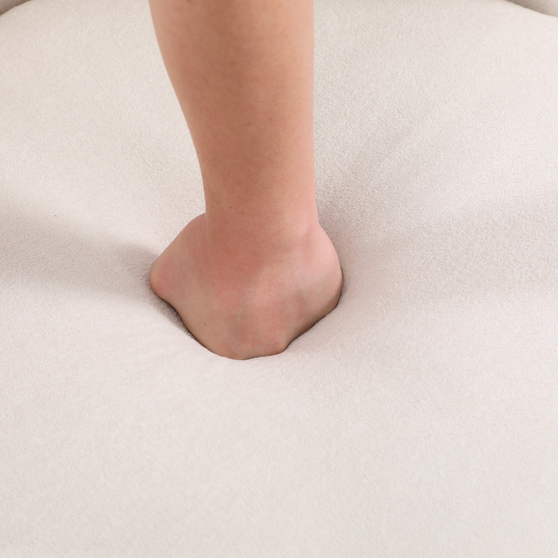 Upholstered Barrel Accent Chair With Ottoman, Living Room Side Chair With Storage, Single Sofa Armchair Beige Primary Living Space Foam Wood