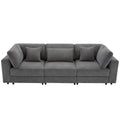 105'' 3 Seater Sofa With Removable Back Cushions And 5 Pillowsfor Living Room, Apartment, Spacious Space Gray Polyester 3 Seat