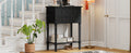 Narrow Console Table, Slim Sofa Table With Three Storage Drawers And Bottom Shelf Black Black Solid Wood Mdf