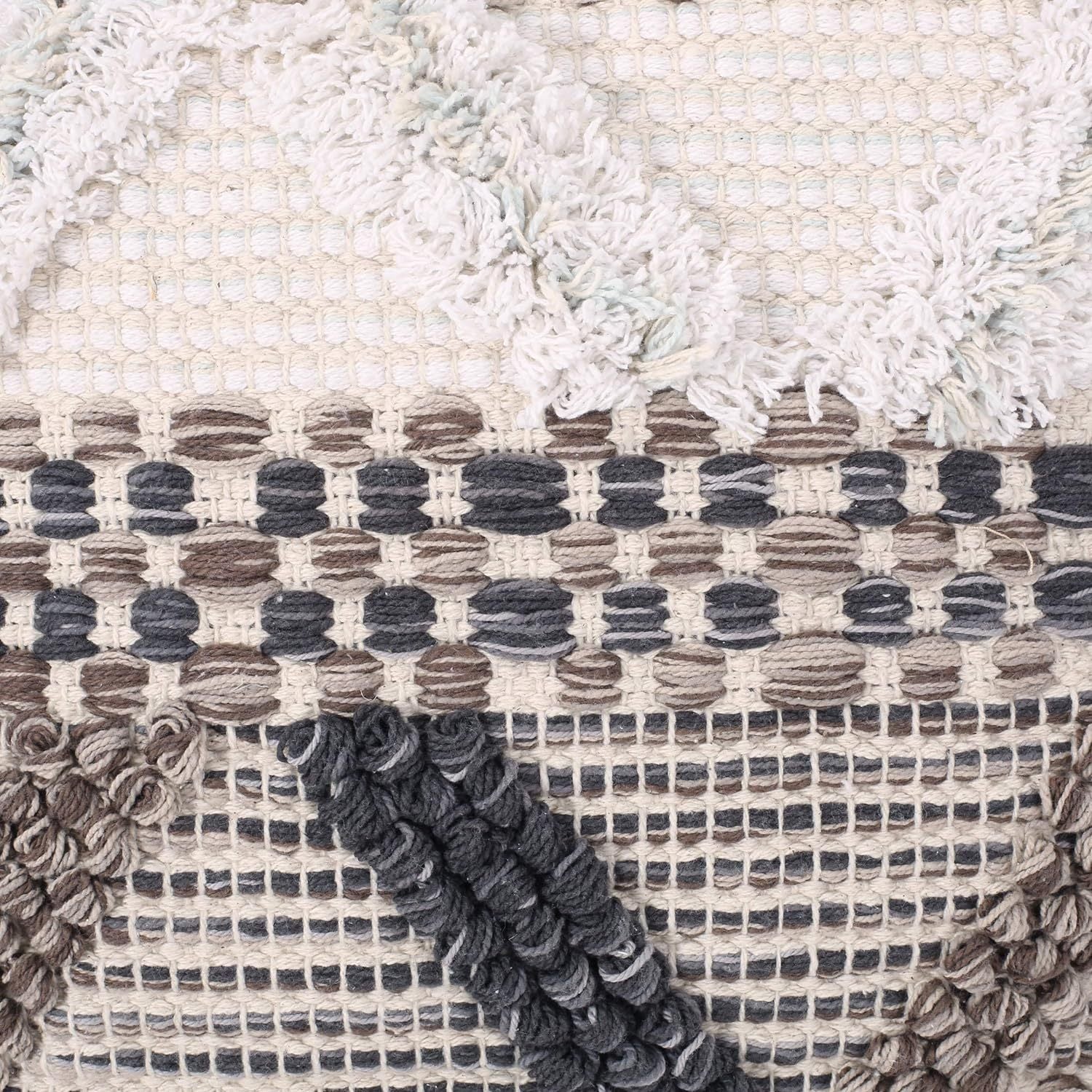 Woven Wool Pouf Multi Fabric