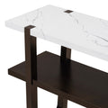 Retro Elegant Console Table With Marble Effect Top And Versatile Storage Solutions For Entryway And Living Room Espresso Espresso Solid Wood Mdf