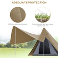 Outsunny 15.4'X15.4'X8.5' Teepee Tent, Waterproof Camping Tent With Porch Area, Floor And Carry Bag, For 2 3 Person Outdoor Backpacking Camping Hiking, Coffee Coffee Fabric