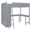 Full Size Loft Bed With Desk And Shelf Gray Full Gray Solid Wood