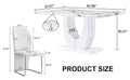 Table And Chair Set, Modern Luxurious White Imitation Marble Pattern Mdf Dining Table,Rectangular Dining Table, Matched With Uniquely Shaped Pu High Backrest Seats,Suitable For Various Occasions. White Seats 4 Mdf