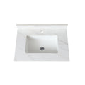 31 Inch Marble Vanity Top, White Vanity Top With Pre Drilled Faucet Holes, Bathroom Vanity Top With Undermount Rectangular Middle Sink And 4