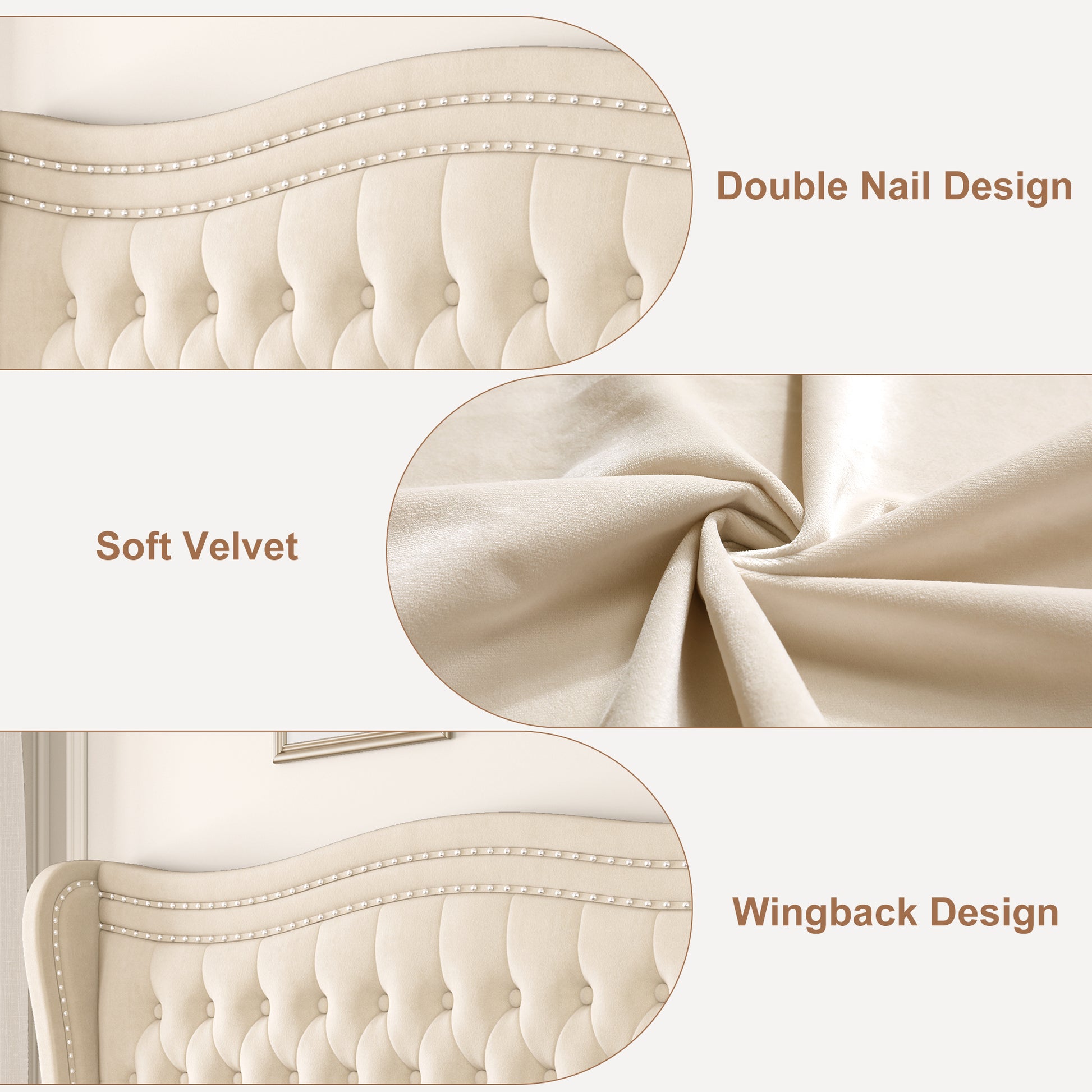 Lift Up Velvet Beige King Size Bed Box Spring Not Required King Beige Wood Light Brown Bedroom American Design Poplar Slat Beds Foam Velvet Upholstered