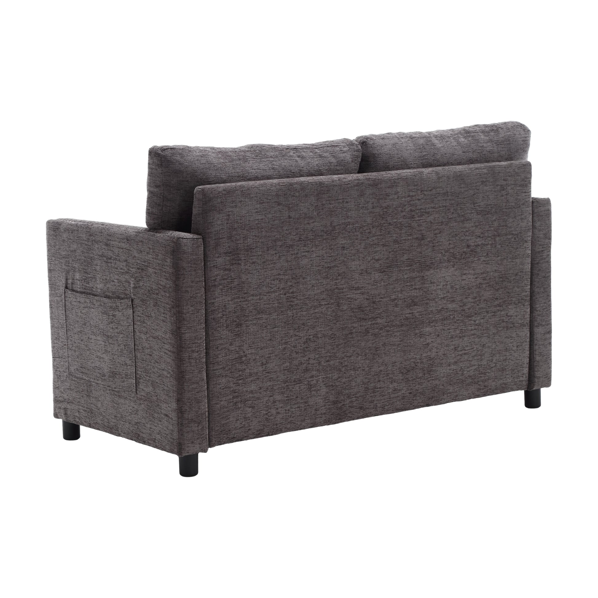 United Modern Chenille Fabric Loveseat, 2 Seat Upholstered Loveseat Sofa Modern Couch Dark Gray Chenille 2 Seat