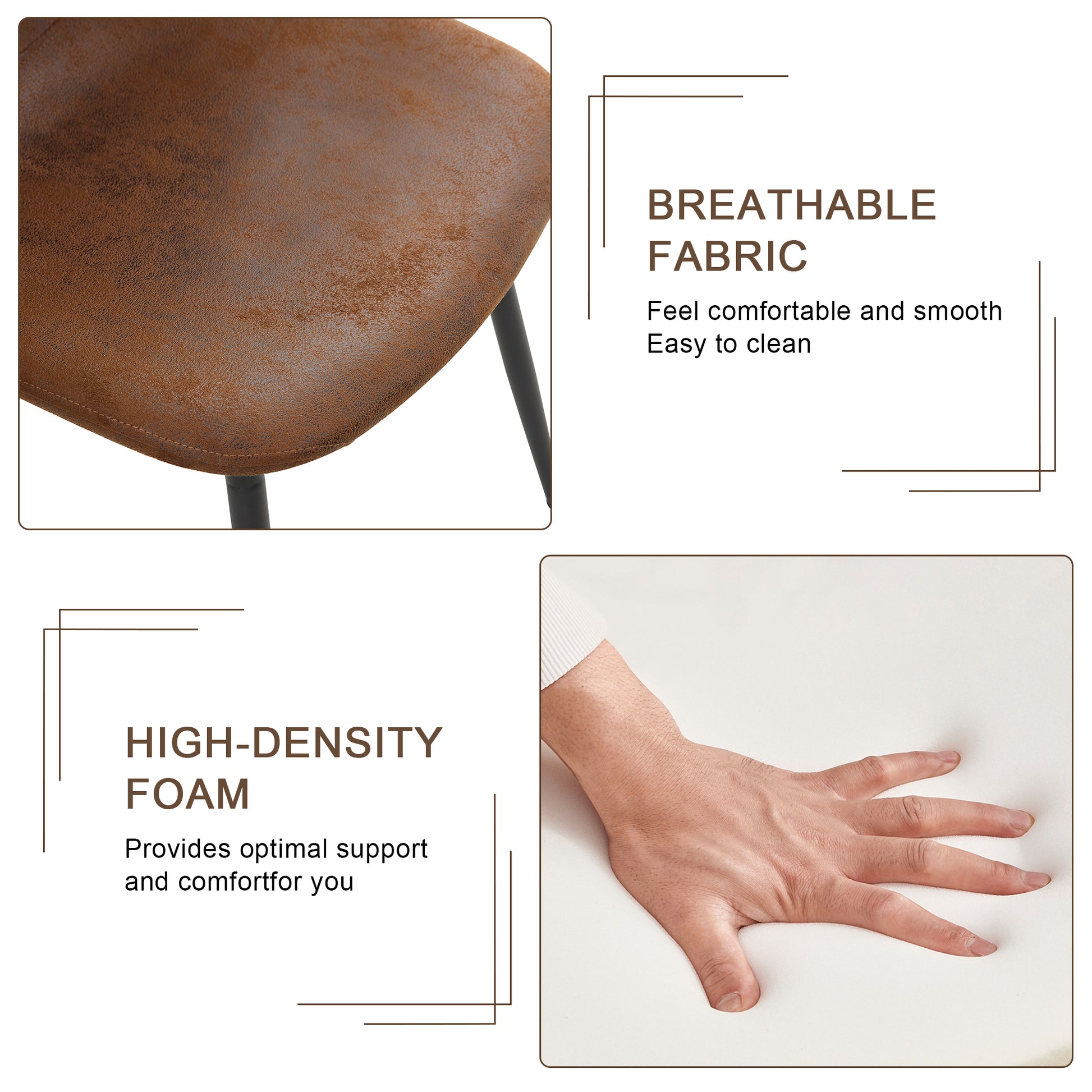 Table And Chair Set. Modern Dining Table With Mdf Top And Beautiful Mdf Legs. Comes With Brown Comfortable Chair With Seat And Metal Legs. Suitable For A Wide Range Of Decorative Styles. Brown,Wood Seats 4 Mdf