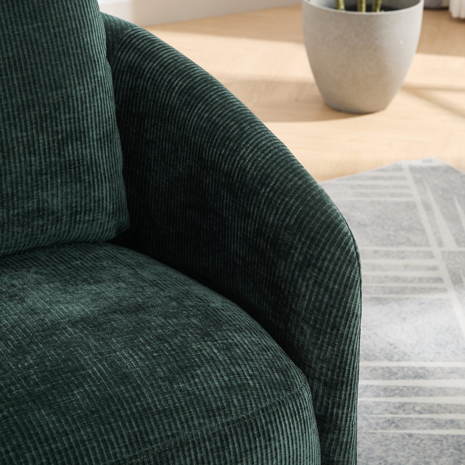 30.3"W Swivel Accent Barrel Chair And Comfy Round Accent Single Sofa Chair, 360 Degree Club Chair, Lounge Armchair For Living Room Bedroom Nursery.Green Green Chenille