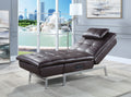 Brown Chaise Lounge With Pillow And Usb Port Brown Primary Living Space Faux Leather