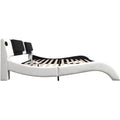 Faux Leather Upholstered Platform Bed Frame With Led Lighting, Bluetooth Connection To Play Music Control, Backrest Vibration Massage, Curve Design, Wood Slat Support, Exhibited Speakers,King Size Box Spring Not Required King White Mdf