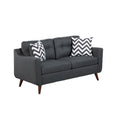 Modern Cozy Sofa Loveseat W Pillows 2Pc Sofa Set Black Polyfiber Couch Tufted Cushions Living Room Black Primary Living Space Firm Tufted Back Contemporary,Modern Pine Square Arms Linen Blend,Pine,Plywood 5 Seat