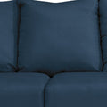 89 Inch Modern Cushioned Sofa, Blue Polyester, Pillow Top Flared Armrests Blue Wood Fabric 3 Seat