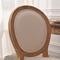 French Country Dining Chairs With Round Back Set Of 2, Upholstered, Solid Wood Legs, Accent Side Chairs For Living Room, Wedding Event Cream Cushion Cream Light Brown Dining Room Round Modern Banquet Chair Rubberwood Cotton Linen Rubber Wood