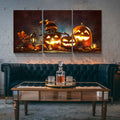 3 Piece Canvas Wall Art Halloween Pumpkin Lantern Painting Artwork For Home Wall Decor,Stretched And Framed Ready To Hang 2432Inch Thickness 1.5Inch Multicolor Halloween Canvas